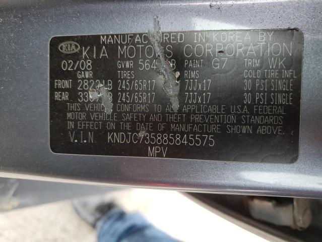 KNDJC735885845575 - 2008 KIA SORENTO EX GRAY photo 14