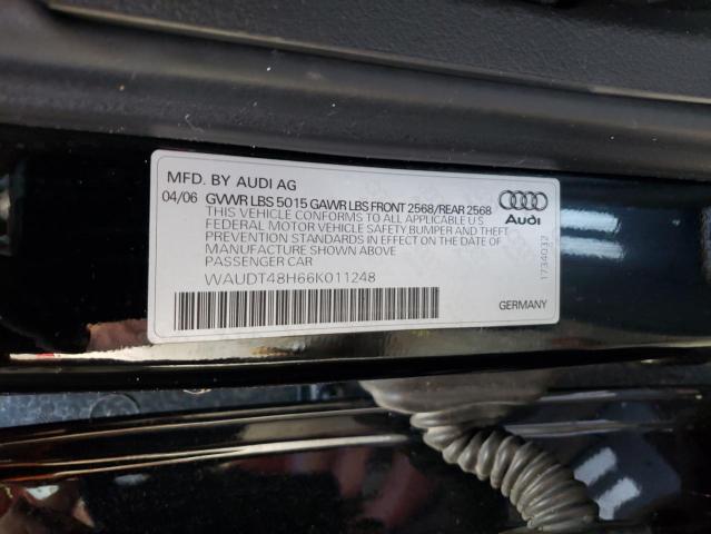 WAUDT48H66K011248 - 2006 AUDI A4 QUATTRO BLACK photo 13