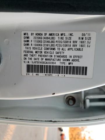 5J8TB1H56CA000954 - 2012 ACURA RDX TECHNOLOGY WHITE photo 14