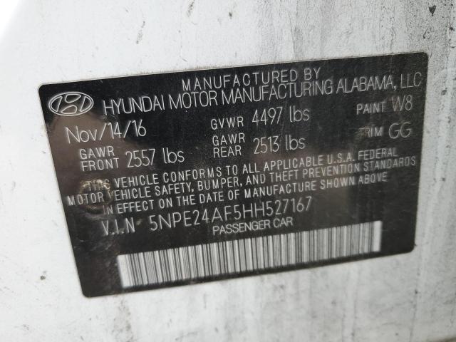 5NPE24AF5HH527167 - 2017 HYUNDAI SONATA SE WHITE photo 12