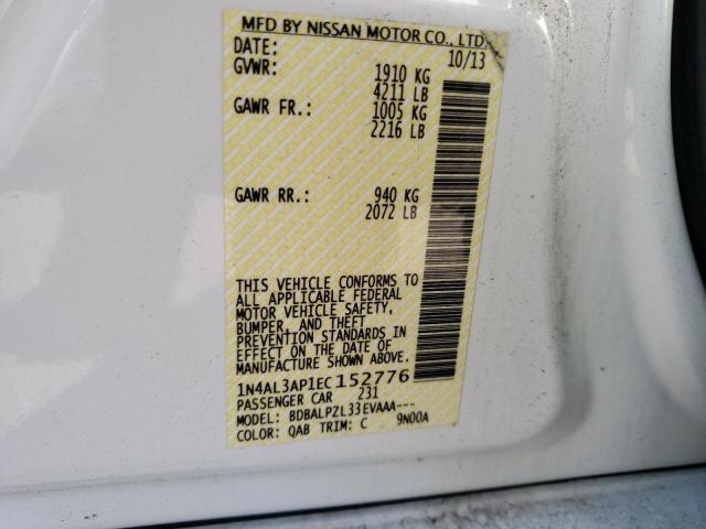 1N4AL3AP1EC152776 - 2014 NISSAN ALTIMA 2.5 WHITE photo 12