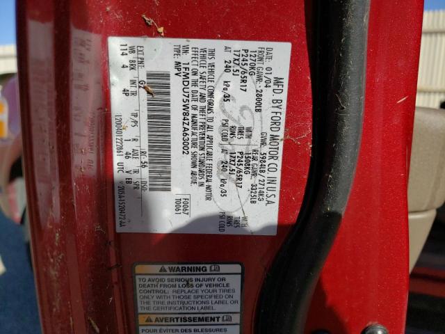 1FMDU75W84ZA63002 - 2004 FORD EXPLORER LIMITED RED photo 13