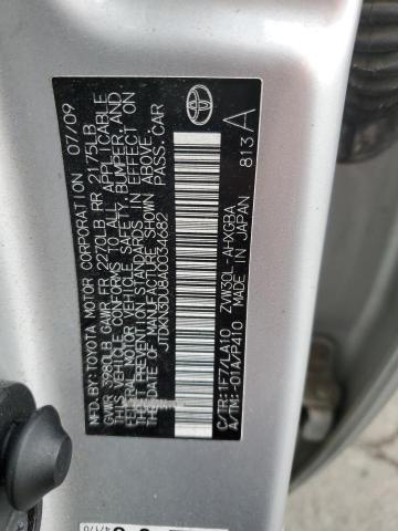 JTDKN3DU8A0034682 - 2010 TOYOTA PRIUS SILVER photo 12