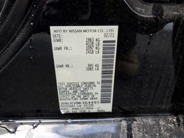 1N4BL4CV0MN364495 - 2021 NISSAN ALTIMA SR BLACK photo 13