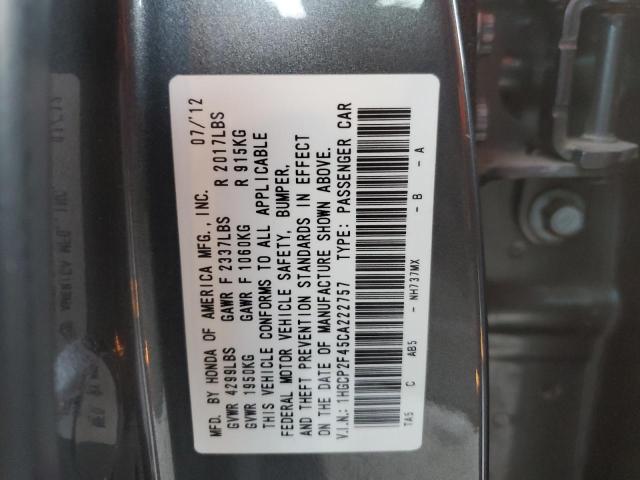 1HGCP2F45CA222757 - 2012 HONDA ACCORD LXP GRAY photo 13