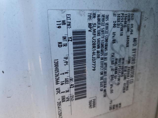 5LMFU28R14LJ37779 - 2004 LINCOLN NAVIGATOR თეთრი ფოტო 12