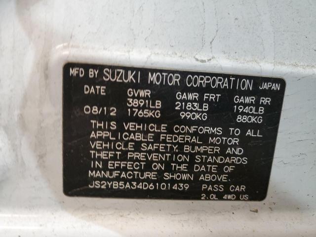 JS2YB5A34D6101439 - 2013 SUZUKI SX4 WHITE photo 12