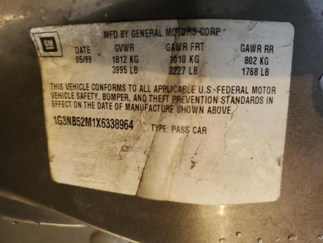 1G3NB52M1X6338964 - 1999 OLDSMOBILE CUTLASS GL TAN photo 12