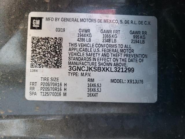 3GNCJKSBXKL321299 - 2019 CHEVROLET TRAX LS GRAY photo 14