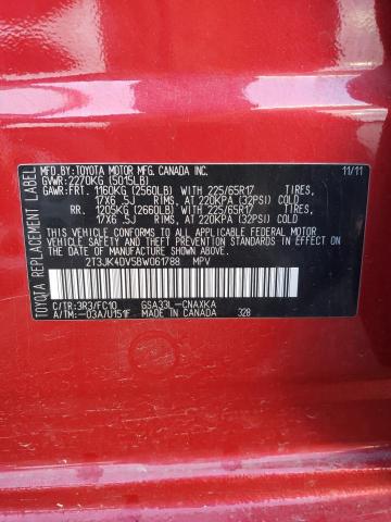 2T3JK4DV5BW061788 - 2011 TOYOTA RAV4 RED photo 12