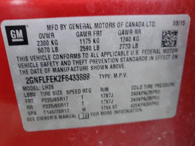 2GNFLFEK2F6433888 - 2015 CHEVROLET EQUINOX LT RED photo 13