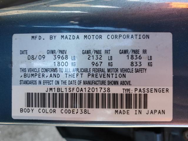 JM1BL1SF0A1201738 - 2010 MAZDA 3 I TEAL photo 13