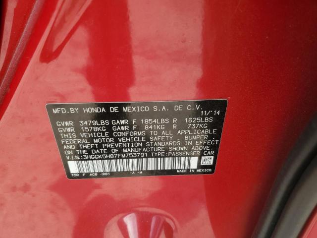 3HGGK5H87FM753791 - 2015 HONDA FIT EX RED photo 13