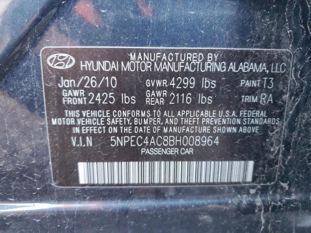 5NPEC4AC8BH008964 - 2011 HYUNDAI SONATA SE BLUE photo 12