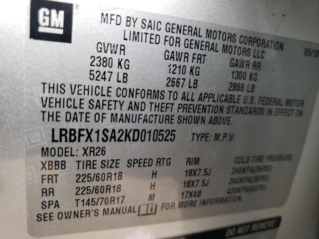 LRBFX1SA2KD010525 - 2019 BUICK ENVISION PREFERRED 银色 照片 13