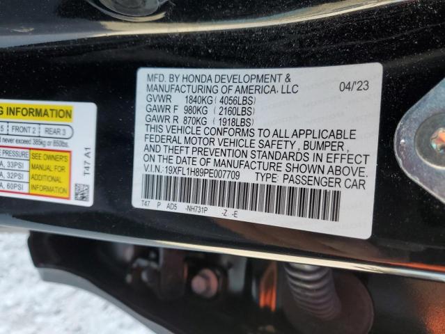 19XFL1H89PE007709 - 2023 HONDA CIVIC SPORT TOURING BLACK photo 12