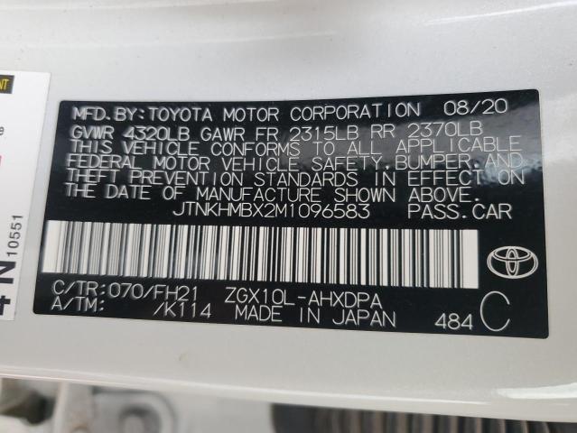 JTNKHMBX2M1096583 - 2021 TOYOTA C-HR XLE WHITE photo 12