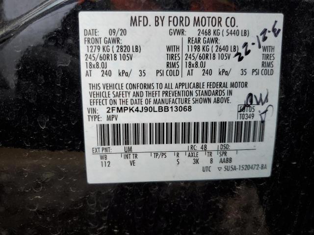 2FMPK4J90LBB13068 - 2020 FORD EDGE SEL BLACK photo 13