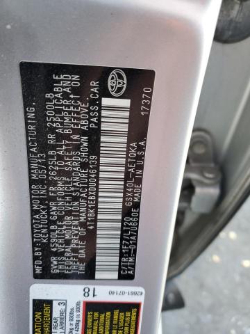 4T1BK1EBXDU046139 - 2013 TOYOTA AVALON BASE 银色 照片 12