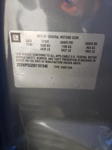 2G2WP552881181348 - 2008 PONTIAC GRAND PRIX 灰色 照片 12