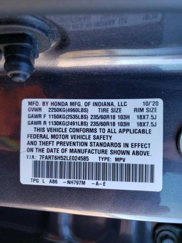 7FART6H52LE024585 - 2020 HONDA CR-V EX GRAY photo 12