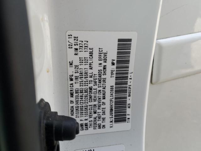 5J6RM4H72FL043986 - 2015 HONDA CR-V EXL WHITE photo 12