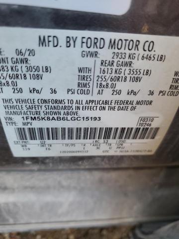 1FM5K8AB6LGC15193 - 2020 FORD EXPLORER POLICE INTERCEPTOR Grau Foto 13