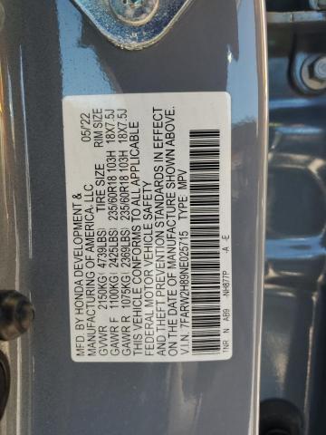 7FARW2H89NE025715 - 2022 HONDA CR-V EXL GRAY photo 13