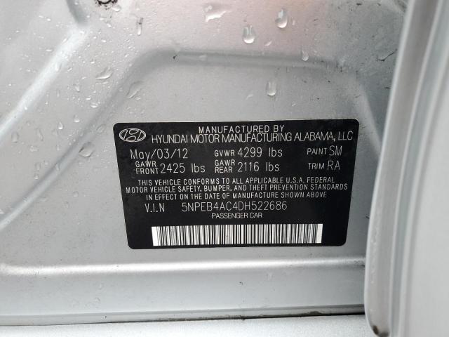 5NPEB4AC4DH522686 - 2013 HYUNDAI SONATA GLS SILVER photo 12