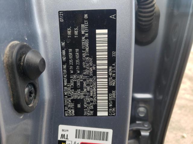 5TDHZRAH8MS080149 - 2021 TOYOTA HIGHLANDER XLE BLUE photo 13