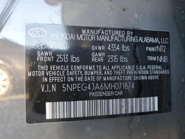 5NPEG4JA6MH071874 - 2021 HYUNDAI SONATA SE GRAY photo 12