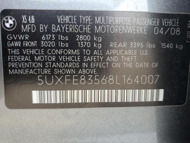 5UXFE83568L164007 - 2008 BMW X5 4.8I SILVER photo 12