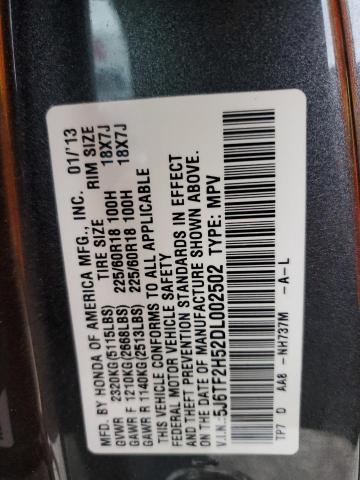 5J6TF2H52DL002502 - 2013 HONDA CROSSTOUR EXL ვერცხლისფერი ფოტო 12