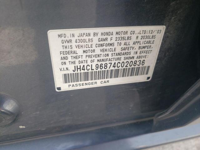 JH4CL96874C020836 - 2004 ACURA TSX GRAY photo 12