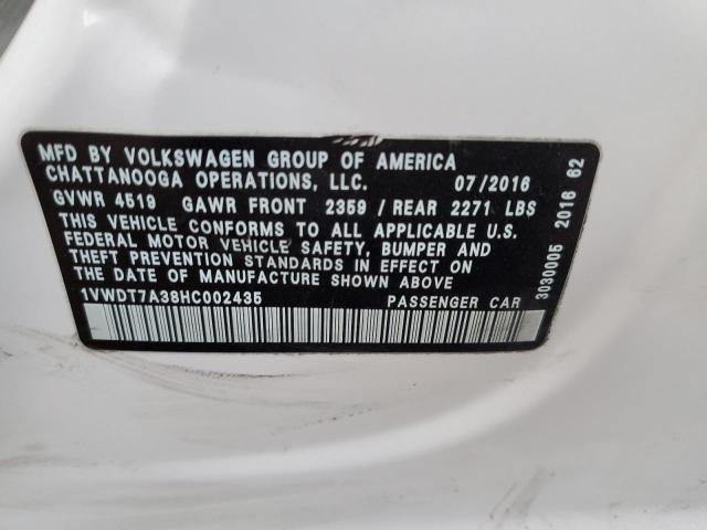 1VWDT7A38HC002435 - 2017 VOLKSWAGEN PASSAT R-LINE Ağ foto 13