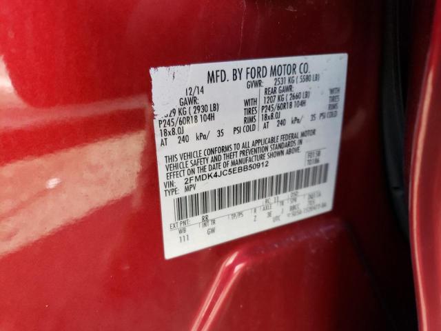 2FMDK4JC5EBB50912 - 2014 FORD EDGE SEL RED photo 13