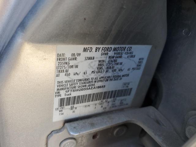 1FTSW2B55AEA18655 - 2010 FORD F250 SUPER DUTY SILVER photo 12