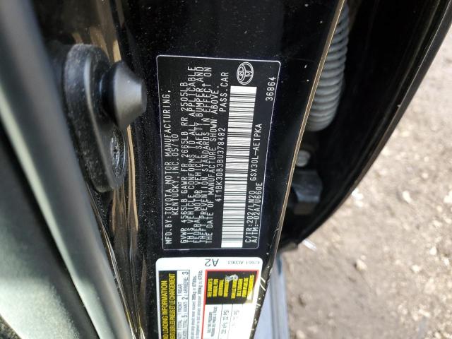 4T1BK3DB3BU378482 - 2011 TOYOTA AVALON BASE 黑色 照片 12