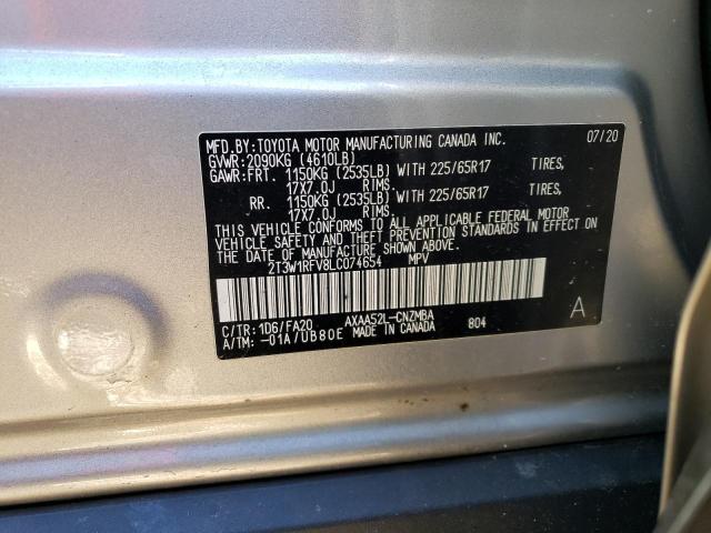 2T3W1RFV8LC074654 - 2020 TOYOTA RAV4 XLE SILVER photo 13