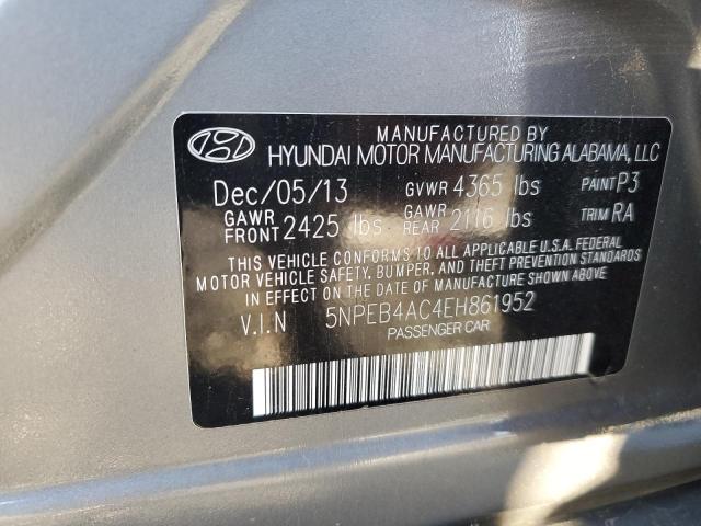 5NPEB4AC4EH861952 - 2014 HYUNDAI SONATA GLS GRAY photo 13