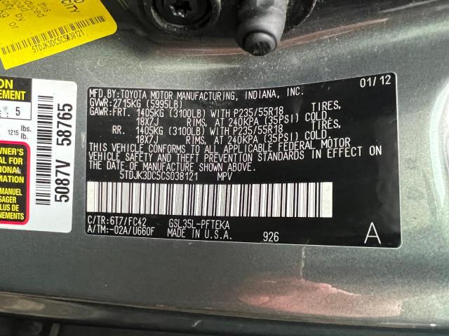 5TDJK3DC5CS038121 - 2012 TOYOTA SIENNA LE GRAY photo 10