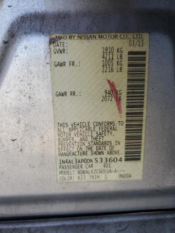 1N4AL3AP0DN533604 - 2013 NISSAN ALTIMA 2.5 SILVER photo 12