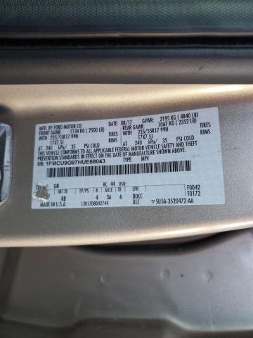 1FMCU9G97HUE68043 - 2017 FORD ESCAPE SE BEIGE photo 13