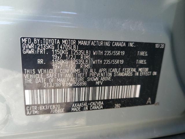 2T3J1RFV1MW156896 - 2021 TOYOTA RAV4 ADVENTURE GRAY photo 12