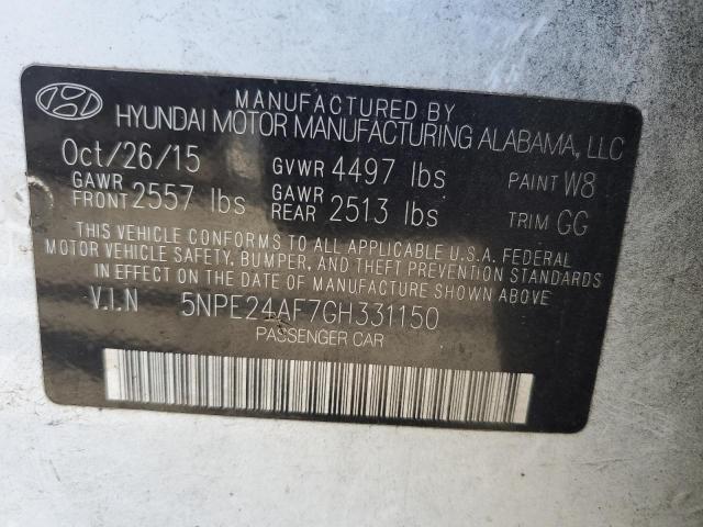 5NPE24AF7GH331150 - 2016 HYUNDAI SONATA SE WHITE photo 12