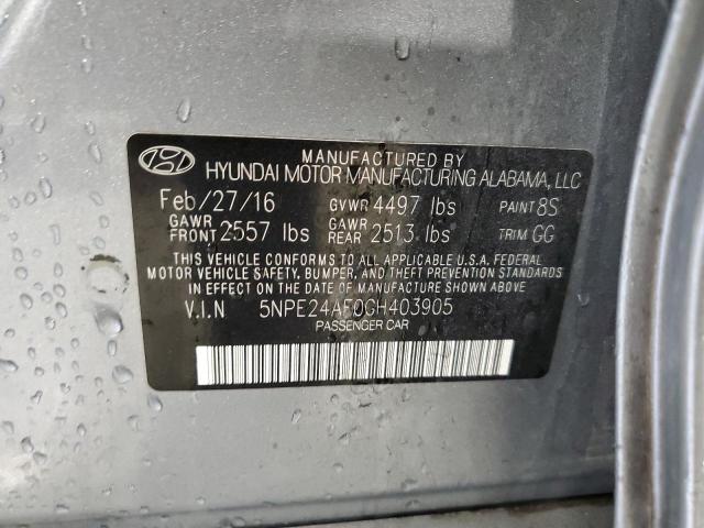 5NPE24AF0GH403905 - 2016 HYUNDAI SONATA SE SILVER photo 13