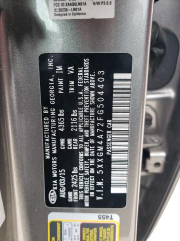 5XXGM4A72FG504403 - 2015 KIA OPTIMA LX GRAY photo 12