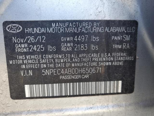 5NPEC4AB0DH650671 - 2013 HYUNDAI SONATA SE SILVER photo 12