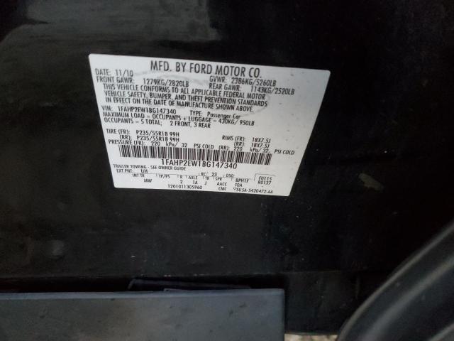 1FAHP2EW1BG147340 - 2011 FORD TAURUS SEL GRAY photo 12