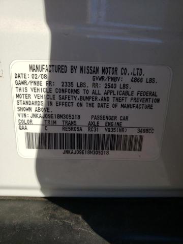 JNKAJ09E18M305218 - 2008 INFINITI EX35 BASE თეთრი ფოტო 12